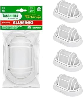 Kit 4 Luminária Arandela Tartaruga Prova D'água Externa E27 Bivolt Preto/Branco (Branco)