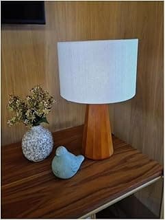 Abajur Luminaria De Mesa Quarto Sala Moderno, Base Redonda, Cúpula Off White, com Interruptor