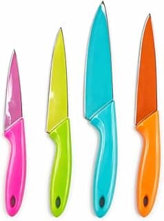 Jogo de facas de cozinha inox coloridas com lâminas afiadas em tamanhos variados