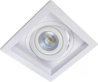 Spot de teto quadrado branco embutido com sistema de click, luz central brilhante