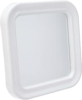 Espelho quadrado branco de 26 x 26 cm com bordas arredondadas