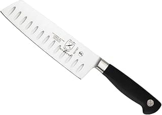 Faca de cozinha Mercer Culinary Nakiri de 7 polegadas com borda granton e cabo preto
