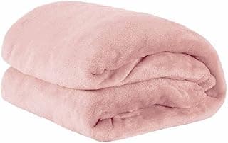 Cobertor casal de microfibra fleece rosa claro dobrado, macio e felpudo