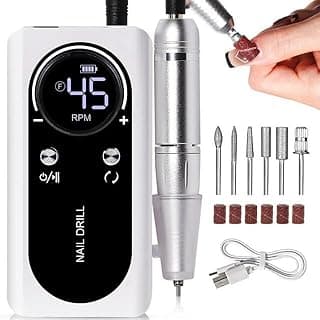 Lixadeira de Unhas Sem Fio 45000RPM Elétrica Portátil, Kit Polidor para Remoção de Acrílico, Pedicure para Pés Salão e Uso Doméstico