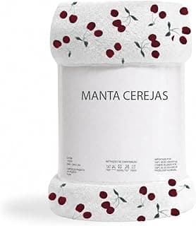 Manta de Casal com Estampa de Cerejas Vermelhas