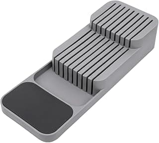 Organizador De Facas Para Gaveta Cozinha Porta Facas Antiderrapante Plástico Cinza Premium Faqueiro Utensílios