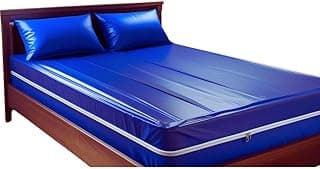 Capa de colchão impermeável azul escura com zíper para cama de casal