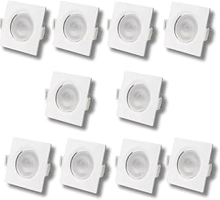 Kit 10 Spot Led Cob Direcionável Embutir Quadrado Branco Quente 3000k 7w