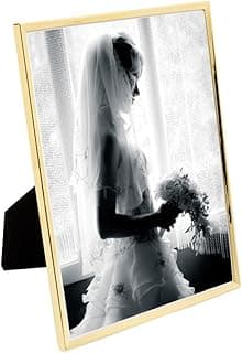 Porta-retrato dourado Wolff 20cm x 25cm com noiva em vestido branco