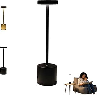 Luminária de Leitura Recarregável Sem Fio, Abajur de Mesa LED com Bateria 1800mAh, USB para Leitura,3 Temperaturas de Cor e Brilho Ajustável, Escritório,Quarto, Cabeceira,Jantar e Decoração (preto)