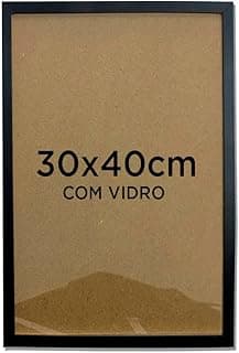 Moldura preta para quadro decorativo 30x40cm com vidro