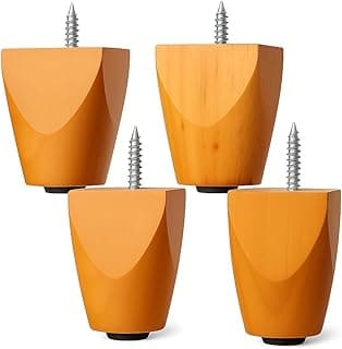 Conjunto com 4 Pés de Madeira para Sofá 8,5 cm Pé Cônico Maciço com Parafuso Integrado Universal para Móveis