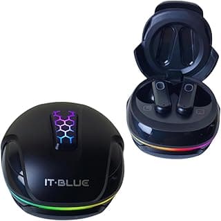 Fone de ouvido Bluetooth gamer IT-BLUE LE-2456, preto com detalhes RGB, modo mono/binaural