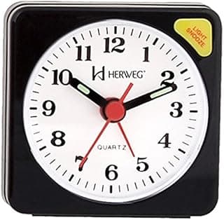 RELOGIO DESPERTADOR QUADRADO PEQUENO ILUMINAÇÃO NOTURNA COM SONECA PRETO HERWEG