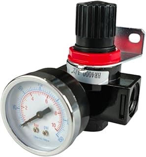 Regulador de pressão para compressor com manômetro, 10 bar, alumínio, 1/2 BSP, com escala de 0 a 10 bar
