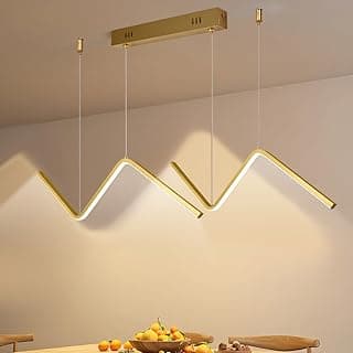 Luminária pendente dourada de design ondulado para sala de jantar