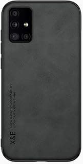 Capa preta para Samsung Galaxy A71 4G com textura de couro sintético