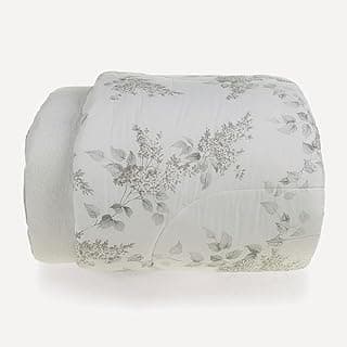 Edredom Karsten Brenda Queen 200 fios 100% algodão com estampa floral cinza