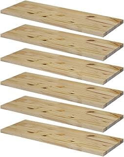 KIT 6 Prateleiras Estante 60x20 Madeira Painel Pinus + Suporte Invisível