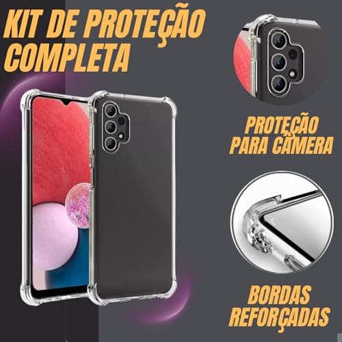 Kit de proteção completa para Galaxy A13 com capa e película de vidro transparente
