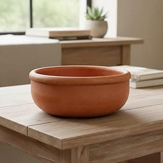 Vaso terrario barro ceramica 25cm diametro 10cm altura furos drenagem plantas naturais