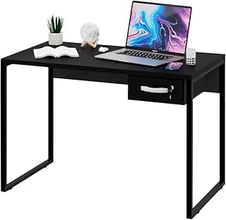 Mesa Escritório Diretor Estilo Industrial 1,00m Com Gaveteiro (Preto)