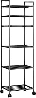 Estante Em Metal Prateleira Armazenamento Móvel Organizadora De Banheiro Cozinha 5/6 Camadas(PRETO,6 Andar)