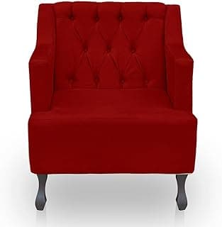 Poltrona de Sala de Estar Clássica, Suede Macio, Confortável e Reforçada com Madeira Eucalipto (Bordo)