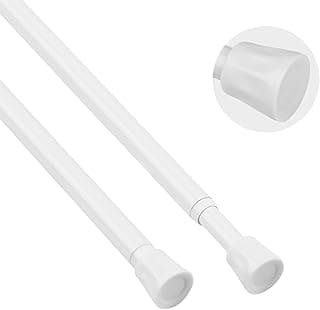 Varão de cortina de tensão ajustável branco, pacote com 2