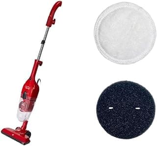 Aspirador de pó vertical vermelho com filtros e discos de limpeza