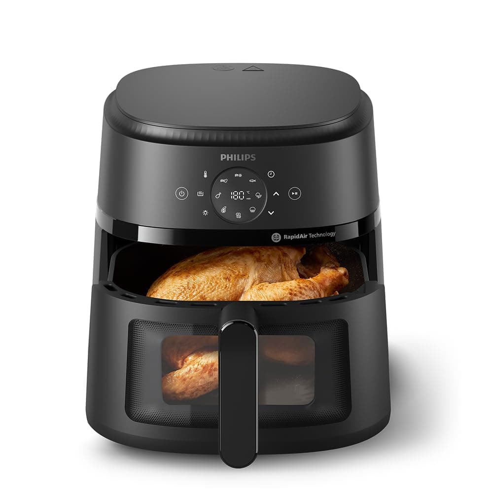 Philips Walita Fritadeira Airfryer Série 2000-6,2L, 1700W, Tecnologia RapidAir, Janela Transparente, Painel Touch Digital, 13 Modos de Preparo, Até 90% Menos Gordura, Preta, 110V (NA230/00)