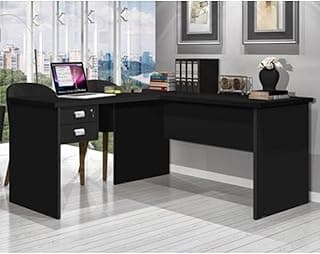 Escrivaninha em L 2 Gavetas 150x120cm Thor J&a Móveis Preto