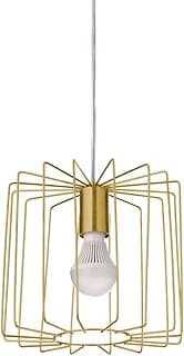 Pendente Retangular Pantoja & Carmona, 60w No Voltagev Verniz Dourado