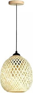Pendente em fibra natural de bambu artesanal para lavabo com design geométrico