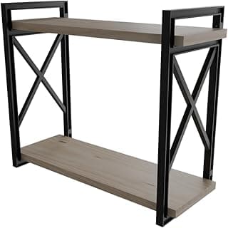 Prateleira Decorativa Industrial 15x50cm Pinus com Suporte Plástico – Prateleira de Parede Madeira Natural para Sala