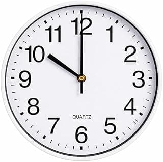 Relógio de Parede Analógico 20cm Design Minimalista Números Grandes Branco