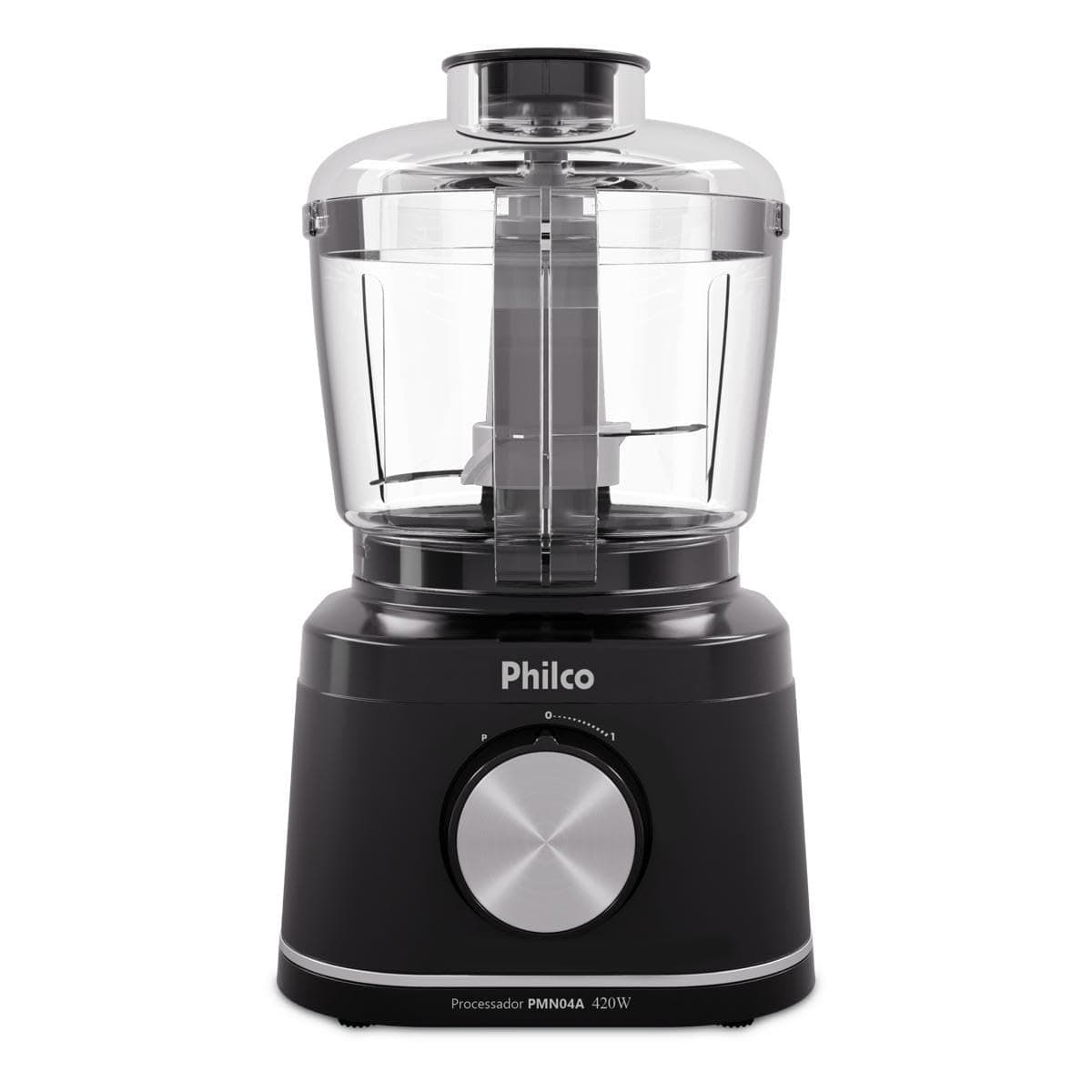 Processador de Alimentos Philco 420W com Jarra 500ml Função Pulsar e Trava de Segurança Preto PMN04A 127V