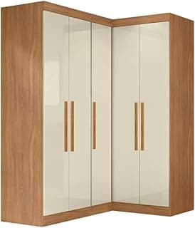 Guarda Roupas Modulado de Canto Madrid com 5 Portas Madeirado/Off White