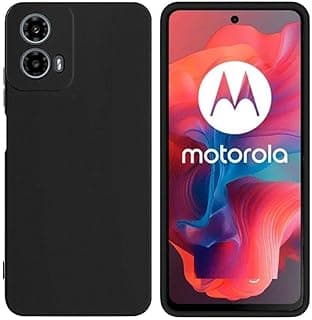 Capa protetora preta fosca para Motorola Moto G24 com logo da Motorola no fundo