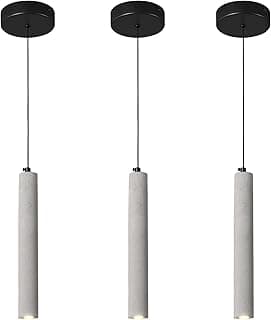 Três luminárias pendentes lineares cinza com cúpula preta, estilo industrial, para cozinha, sala de jantar, quarto.