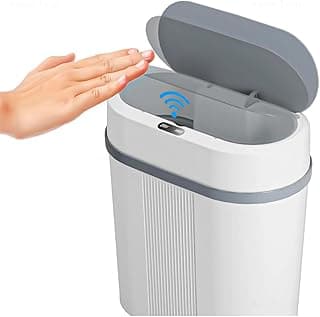 Lixeira Inteligente Automatica 12 litros Grande Com Sensor Inteligente de Aproximação Para Abrir e Fechar Para Sala de Estar, Cozinha, Banheiro, Escritório, Quarto, Mesa (Branco)