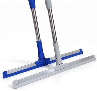 Vassoura e Rodo de Silicone Azul e Cinza com Cabo Ajustável