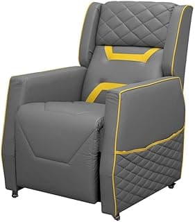 Poltrona gamer Thunder reclinável cinza e amarelo em courino com rodas