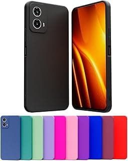 Capa de celular preta para Motorola Moto G24 com veludo interior e recortes para câmera e botões