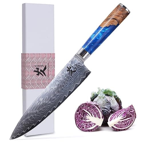Faca de sushi Sashimi japonesa de 20 cm, aço inoxidável VG10, cabo de madeira, nova