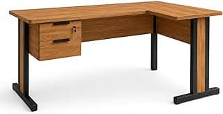 Mesa de Escritório em L 170x150cm com Gavetas e Chave Escrivaninha Grande para Home Office MDP