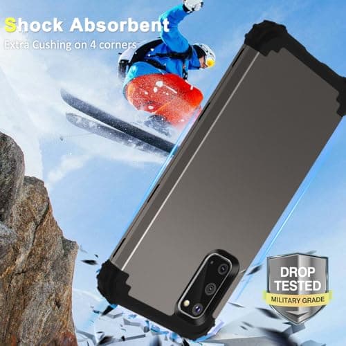 Capa para smartphone Galaxy S20, cinza e preto, com amortecedor de choque em 4 cantos.