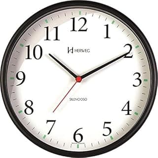 Relogio-de-parede-silencioso-redondo-preto-herweg-6126s-34-branco-com-numeros-pretos-e-verdes