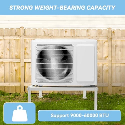 Ar-condicionado montado no suporte ajustável Automoris, mostrando capacidade de suporte de 9000-60000 BTU.