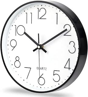 Relógio de parede preto e branco Quartz 25,40 cm